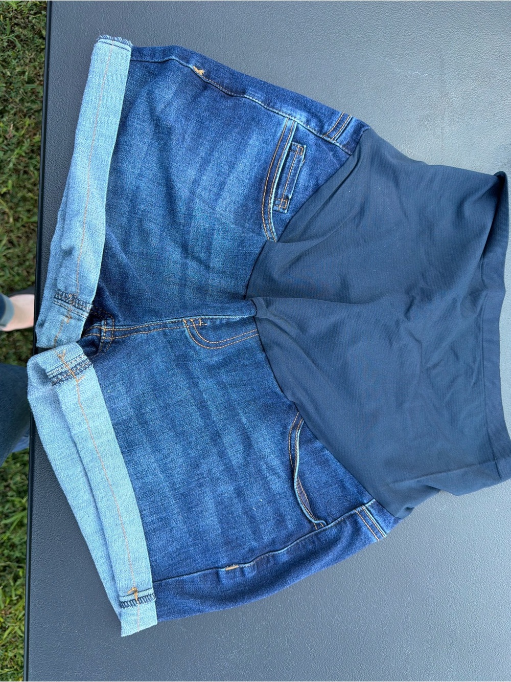 Women’s Dark Blue Denim Jeans Shorts - Maternity